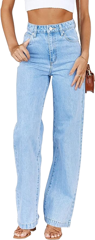 Women's High Waisted Jeans Boyfriend Baggy Straight Leg Casual Denim Pants